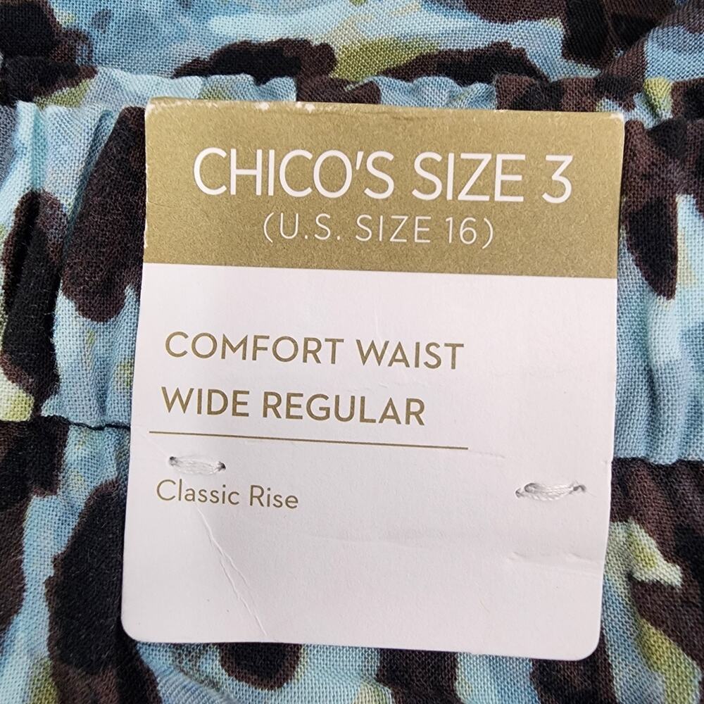 Chico’s Womens Animal Luster Drape Wide Leg Size 3 US 16 Pull On Elastic Waist - Picture 6 of 10